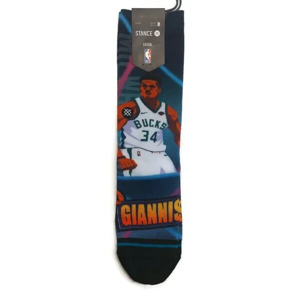 Stance Mens Medium Shoe Size 6-8.5 Fast Break Giannis Antetokounmpo Crew Socks - Picture 2 of 6